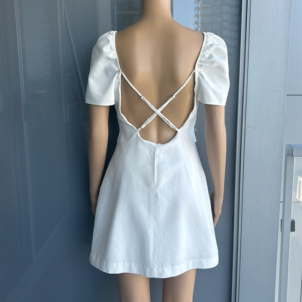 Zara Puff Sleeve White Mini Dress - Picture 3 of 15